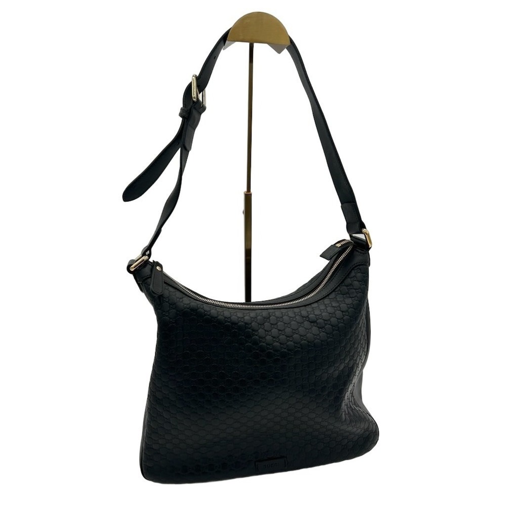 Gucci Microguccissima Hobo Bag Women's Black Leather GG Monogram